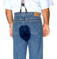 wet jeans with a water stain